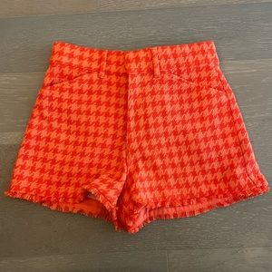NWT Zara Orange Herringbone Shorts Size XS